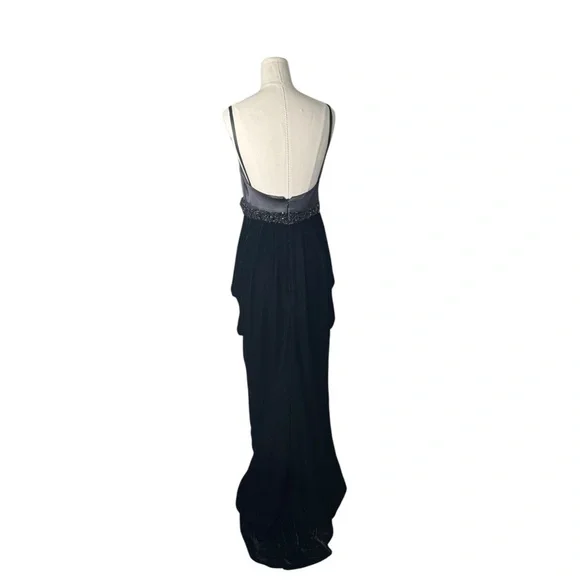 Escada BlackVelvet Elegant CocktailRuched Maxi Dress Sz 36